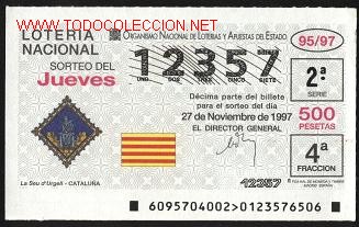Loter&iacute;a Nacional: loter&iacute;a nacional de los jueves - a&ntilde;o 1997