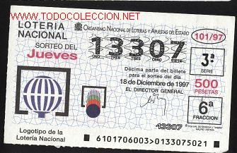 Loter&iacute;a Nacional: loter&iacute;a nacional de los jueves - a&ntilde;o 1997