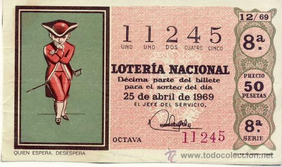 Loterie Nationale: LOTERIA NACIONAL. A&Ntilde;O 1969. SORTEO 12. FRAC. 8&ordf;