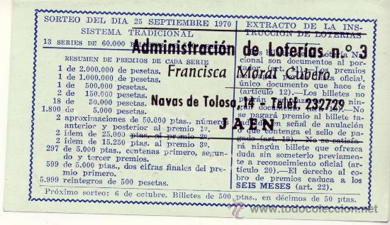 Loterie Nationale: COLECCIONISMO POR ADMINISTRACIONES. ADMON. 3-1 JAEN