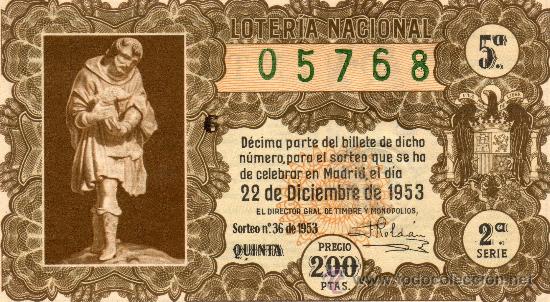 Loter&iacute;a Nacional: LOTERIA NACIONAL 22 DE DICIEMBRE DE 1953