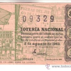 Lotería Nacional: DÉCIMO DEL 5 DE AGOSTO DE 1963. SORTEO 22º.. Lote 11792594