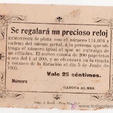Lotería Nacional: SE REGALARA UN RELOJ REMONTOIR DE PLATA. 1905