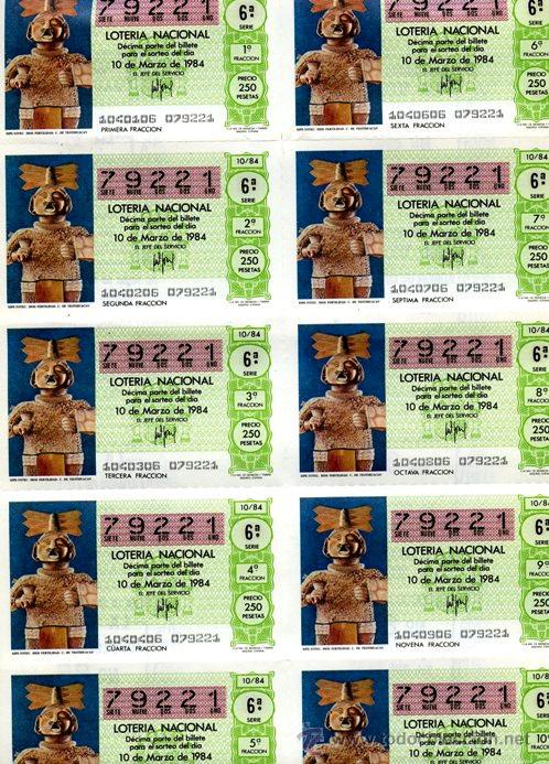 Lotaria Nacional: LOTERIA NACIONAL - HOJA CON 10 D&Eacute;CIMOS A&Ntilde;O 1984 (N&ordm; 79221)