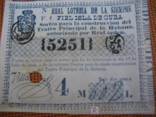 Nationale spanische Lotterie: Loteria de Cuba 1849