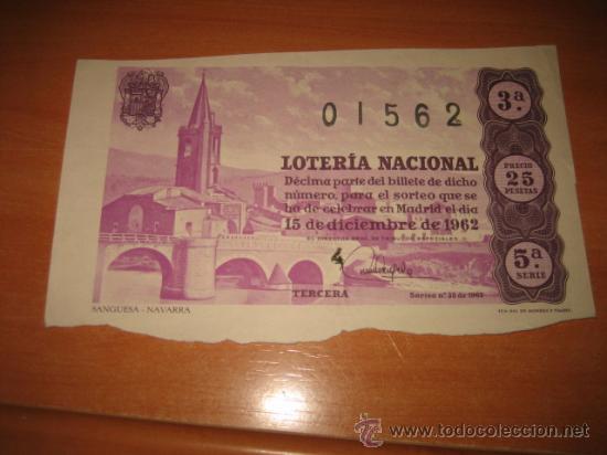 Lotteria Nationale Spagnola: LOTERIA NACIONAL 15 DE DICIEMBRE DE 1962