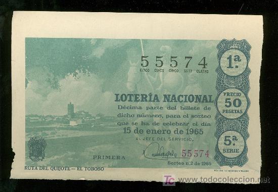 National Spanish Lottery: DECIMO DE LOTERIA NACIONAL DEL 15 DE ENERO DE 1965. SORTEO N&ordm; 2.