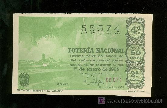 National Spanish Lottery: DECIMO DE LOTERIA NACIONAL DEL 15 DE ENERO DE 1965. SORTEO N&ordm; 2.