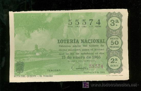 National Spanish Lottery: DECIMO DE LOTERIA NACIONAL DEL 15 DE ENERO DE 1965. SORTEO N&ordm; 2.