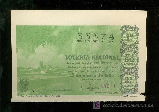 National Spanish Lottery: DECIMO DE LOTERIA NACIONAL DEL 15 DE ENERO DE 1965. SORTEO N&ordm; 2.