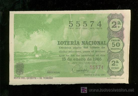 National Spanish Lottery: DECIMO DE LOTERIA NACIONAL DEL 15 DE ENERO DE 1965. SORTEO N&ordm; 2.