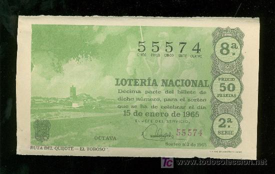 National Spanish Lottery: DECIMO DE LOTERIA NACIONAL DEL 15 DE ENERO DE 1965. SORTEO N&ordm; 2.