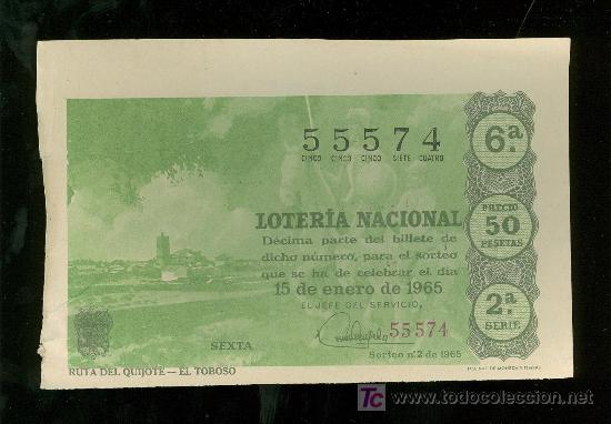 National Spanish Lottery: DECIMO DE LOTERIA NACIONAL DEL 15 DE ENERO DE 1965. SORTEO N&ordm; 2.