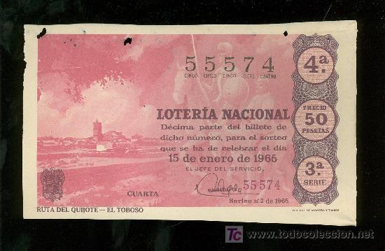 National Spanish Lottery: DECIMO DE LOTERIA NACIONAL DEL 15 DE ENERO DE 1965. SORTEO N&ordm; 2.