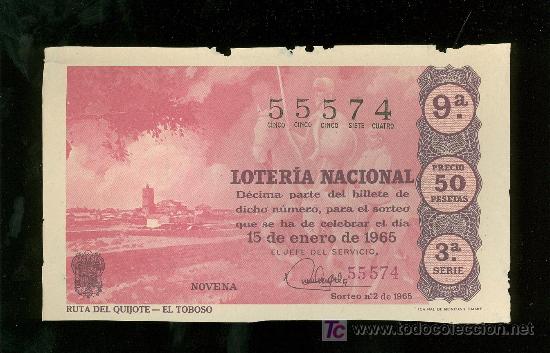 Nationale spanische Lotterie: DECIMO DE LOTERIA NACIONAL DEL 15 DE ENERO DE 1965. SORTEO N&ordm; 2.