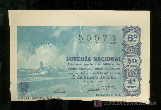Nationale spanische Lotterie: DECIMO DE LOTERIA NACIONAL DEL 15 DE ENERO DE 1965. SORTEO N&ordm; 2.