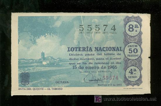 Lotteria Nationale Spagnola: DECIMO DE LOTERIA NACIONAL DEL 15 DE ENERO DE 1965. SORTEO N&ordm; 2.