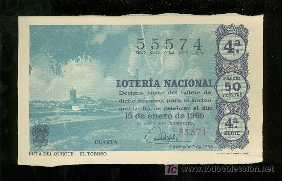 Lotteria Nationale Spagnola: DECIMO DE LOTERIA NACIONAL DEL 15 DE ENERO DE 1965. SORTEO N&ordm; 2.