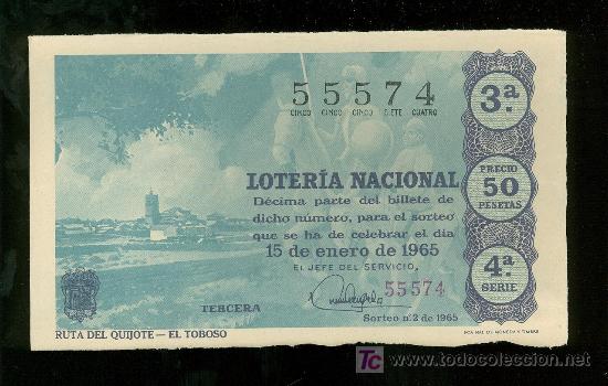 Lotteria Nationale Spagnola: DECIMO DE LOTERIA NACIONAL DEL 15 DE ENERO DE 1965. SORTEO N&ordm; 2.