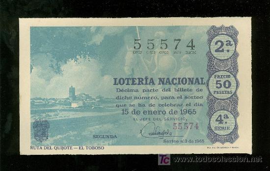 Lotteria Nationale Spagnola: DECIMO DE LOTERIA NACIONAL DEL 15 DE ENERO DE 1965. SORTEO N&ordm; 2.