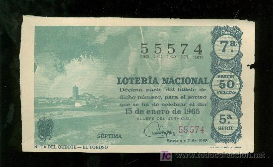Lotteria Nationale Spagnola: DECIMO DE LOTERIA NACIONAL DEL 15 DE ENERO DE 1965. SORTEO N&ordm; 2.