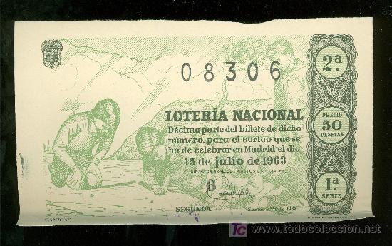 Nationale spanische Lotterie: DECIMO DE LOTERIA NACIONAL DEL 15 DE JULIO DE 1963. SORTEO N&ordm; 20.