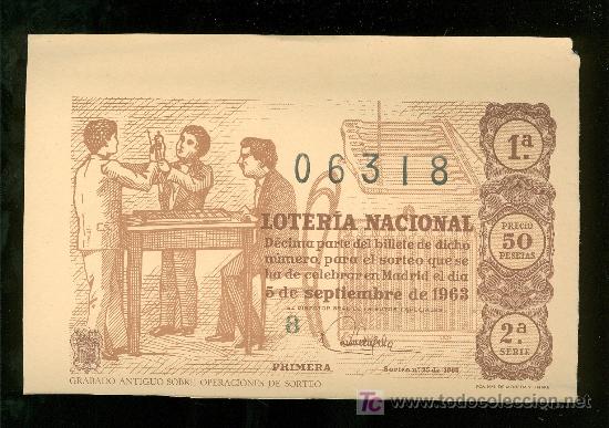 Nationale spanische Lotterie: DECIMO DE LOTERIA NACIONAL DEL 5 DE SEPTIEMBRE DE 1963. SORTEO N&ordm; 25.