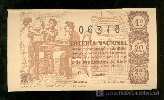 Nationale spanische Lotterie: DECIMO DE LOTERIA NACIONAL DEL 5 DE SEPTIEMBRE DE 1963. SORTEO N&ordm; 25.