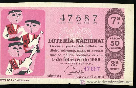 Lotaria Nacional: DECIMO DE LOTERIA NACIONAL DEL 5 DE FEBRERO DE 1966. SORTEO N&ordm; 4.