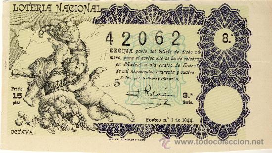 Loterie Nationale: LOTERIA NACIONAL SORTEO 1 DE 1944. VER M&Aacute;S LOTES.