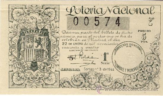 Loterie Nationale: LOTERIA NACIONAL SORTEO 3 DE 1944. VER MAS LOTES.