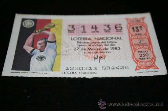 Loter&iacute;a nacional: D&Eacute;CIMO LOTERIAL NACIONAL 1982  MUNDIAL DE ESPA&Ntilde;A (ALEMANIA CAMPE&Oacute;N 1954 Y 1974) N&ordm;12