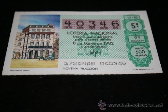 Loter&iacute;a nacional: D&Eacute;CIMO LOTERIAL NACIONAL 1982  MUNDIAL DE ESPA&Ntilde;A (FRED MAISON TAVERN) N&ordm;17