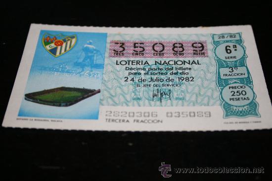 Loter&iacute;a nacional: D&Eacute;CIMO LOTERIAL NACIONAL 1982  MUNDIAL DE ESPA&Ntilde;A (ESTADIO LA ROSALEDA) N&ordm;28
