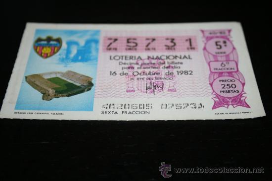 Loter&iacute;a nacional: D&Eacute;CIMO LOTERIAL NACIONAL 1982  MUNDIAL DE ESPA&Ntilde;A (ESTADIO LUIS CASANOVA) N&ordm;40