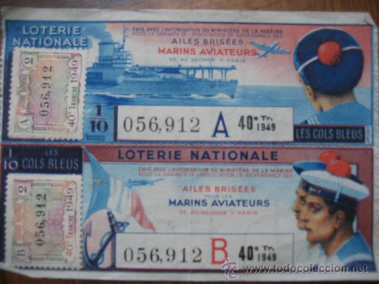 Nationale spanische Lotterie: Loteria Nacional Francesa 1949. Ailes Bris&eacute;es pour les Marins Aviateurs.