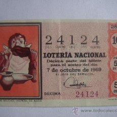 Lotería Nacional: DÉCIMO DE LOTERÍA NACIONAL DEL 7-X-1969, SORTEO 28/69.ADMINISTRACIÓN Nº 11 DE MADRID. EN . Lote 25349589