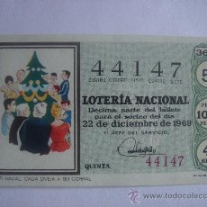 Lotería Nacional: DÉCIMO DE LOTERÍA NACIONAL DEL 22-XII-1969, SORTEO 36/69. EN .. Lote 25349958