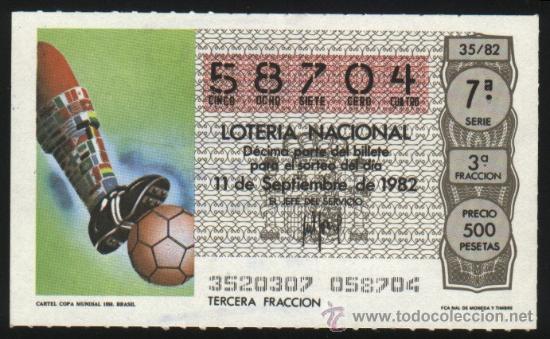Loter&iacute;a nacional: S-3317- DECIMO LOTERIA NACIONAL DE 1982. CARTEL MUNDIAL DE FUTBOL DE 1950 EN BRASIL.