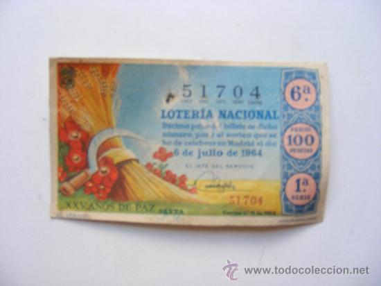 National Spanish Lottery: loteria nacional, n&ordm;51704, sorteo n&ordm;19, 6 de julio 1964