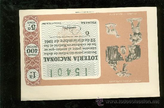 Nationale spanische Lotterie: DECIMO DE LOTERIA NACIONAL. SORTEO N&ordm; 36 DE 1961.