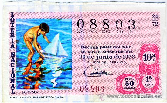 National Spanish Lottery: LOTERIA NACIONAL.-SORTEO 20 DE 1972 (2)