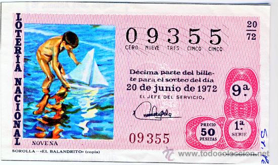 National Spanish Lottery: LOTERIA NACIONAL.-SORTEO 20 DE 1972 (4)
