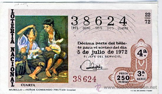 National Spanish Lottery: LOTERIA NACIONAL.-SORTEO 22 DE 1972 (2)