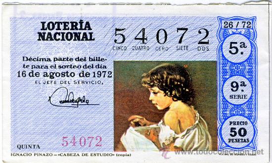 Lotaria Nacional: LOTERIA NACIONAL.- SORTEO 26 DE 1972.-(6)