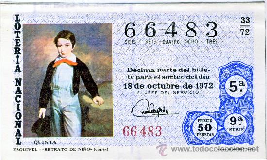 National Spanish Lottery: LOTERIA NACIONAL.- SORTEO 33 DE 1972.- (3)