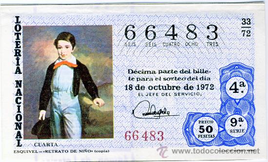 National Spanish Lottery: LOTERIA NACIONAL.- SORTEO 33 DE 1972.- (4)