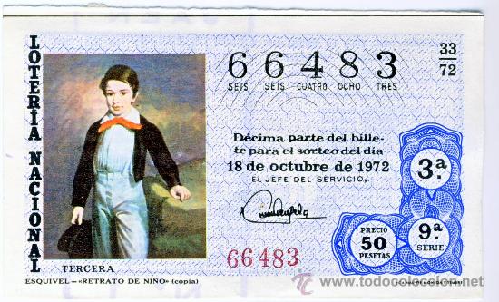 National Spanish Lottery: LOTERIA NACIONAL.- SORTEO 33 DE 1972.- (5)