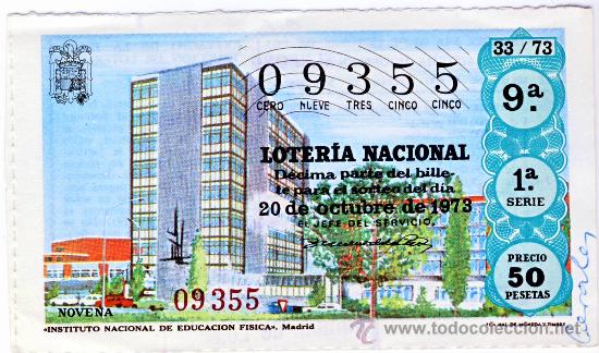Lotaria Nacional: LOTERIA NACIONAL.- SORTEO 33 DE 1973.(1)