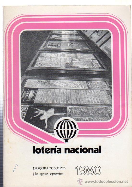 Nationale spanische Lotterie: PROGRAMA DE SORTEOS 1980, JULIO, AGOSTO, SEPTIEMBRE, LOTER&Iacute;A NACIONAL